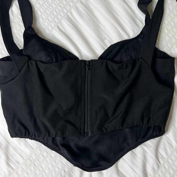 Tie Shoulder Cropped Corset Top Black - Size Small / Medium - Picture 5 of 5